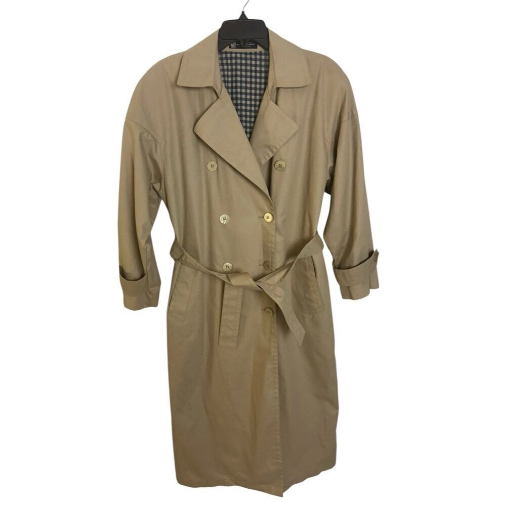 London Fog x Wamsutta Women’s 6R Tan Trench Coat Long Double Breasted Belted PNW